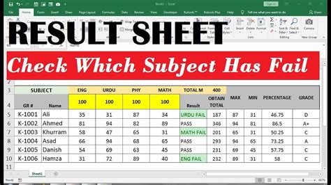 Marksheet In Excel .
